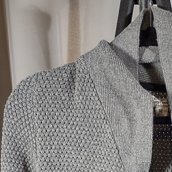 Lucky Brand Grayish Silver Button Down Cotton Blend Sweater Size M - Picture 3 of 10